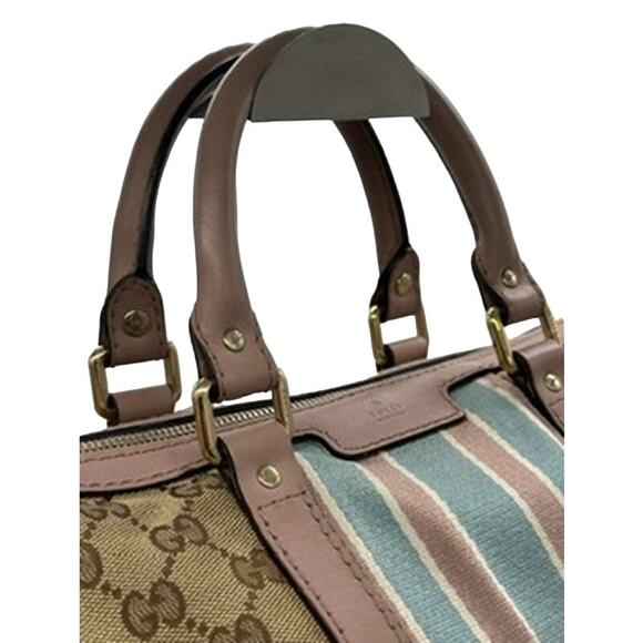 Gucci GG Monogram Vintage Web Medium Boston Pink Blue*AWESOME 2-WAY! - Picture 4 of 16